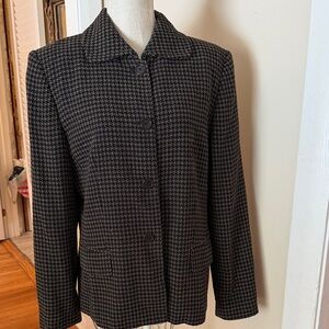 Ann Taylor Black and Brown Houndstooth Blazer
